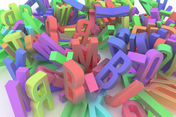 Fototapeta premium Alphabet, letter of ABC. Good for web page, wallpaper, graphic design, catalog, texture or background. Caption, learn, modeling & creativity.
