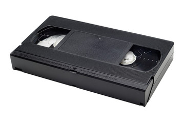 Video cassette tape against a white background