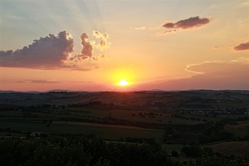 Sunset in a country landscape.
