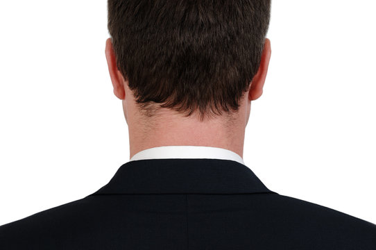 Rear view of the back of the head of a nusinessman