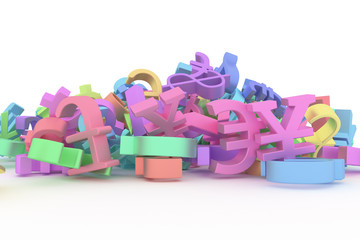 Naklejka premium Background abstract CGI typography, currency sign for money or profit good for design. Pile, wallpaper, pattern & business.