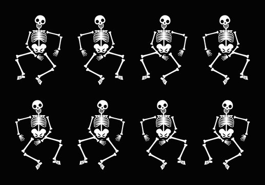 Set of dancing skeletons 