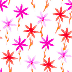 Cute watercolor floral seamless pattern. Pink boho