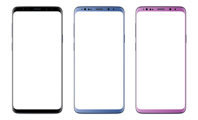 Smartphones isolated with blank screen