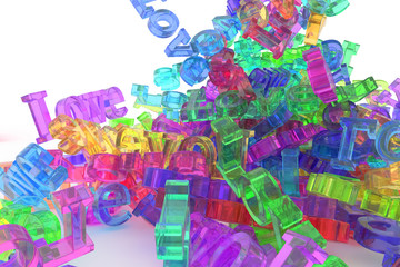 Abstract CGI typography, bunch of word represent love. Wallpaper for graphic design.
