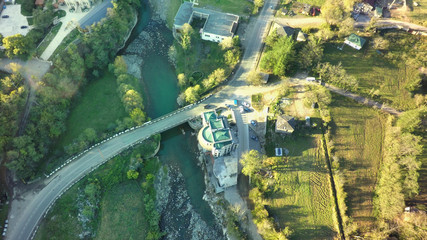 bridge buildings with empty road