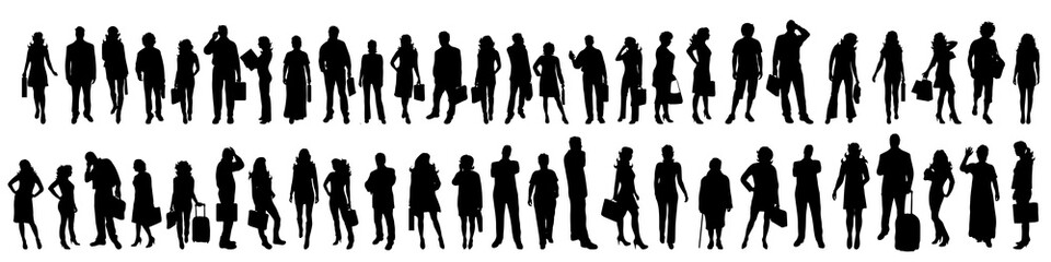 Vector silhouette of set of people. - 232686978