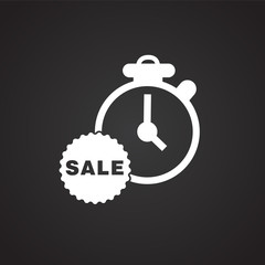 Discount time counter on black background icon