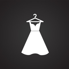 Clothing sale dress on black background icon