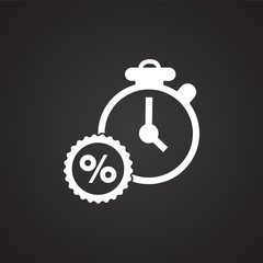 Discount time counter on black background icon