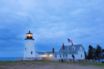 Fototapeta na wymiar Pemaquid Point Lighthouse before sunrise, Bristol Maine, USA.