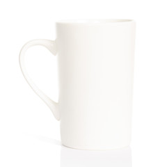 The white mug on a white background. Isolation