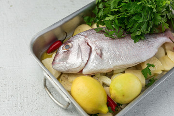 Raw fish ready to roast