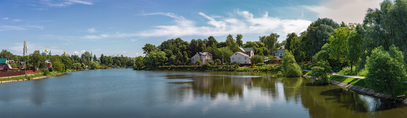 Landscape with a lake in the countryside in Russia