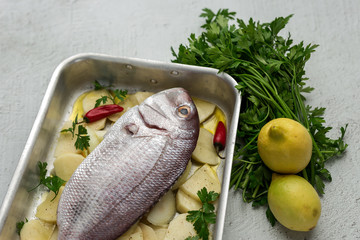Raw fish ready to roast