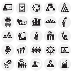 Teamwork and collaboration set on circles background icons