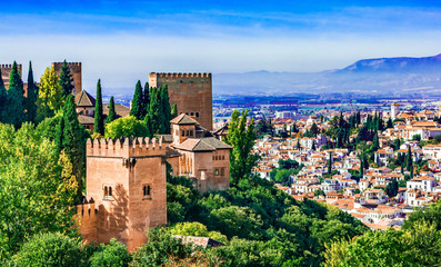Granada, Andalusia,Spain Europe - Panoramic view of Alhambra