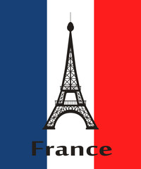 Eiffel Tower on background of colors of national flag