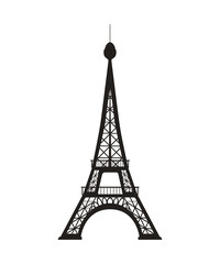 Obraz premium Eiffel Tower silhouette on white background