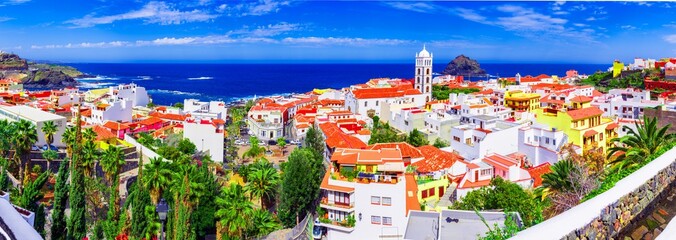 Garachico, Tenerife, Canary islands, Spain: Overview of the beautiful town of Garachico - obrazy, fototapety, plakaty