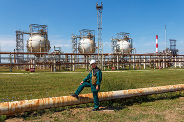 Refinery worker on petrochemical factory