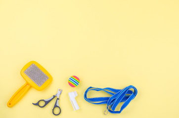 Set of pets accessories for grooming 