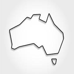 Australia, black outline map