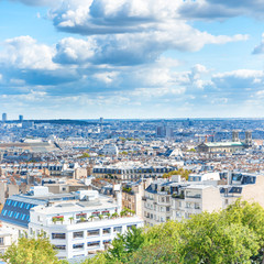 Panorama city of Paris from Montmartre. Beautiful travel cityscape