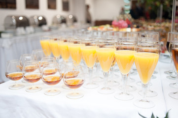 buffet table at the banquet. Festive food. Outgoing catering