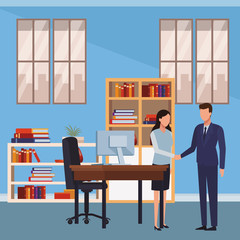 Business people and office elements