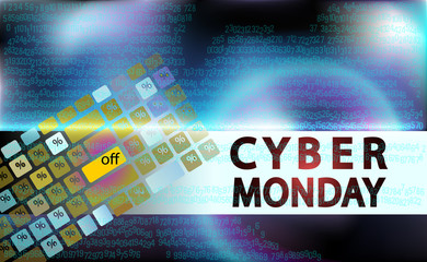 Sale technology banner for cyber monday event. Vector art for your sale promotion. Keyboard for enter in a e-marketing. Press keyboard and everything will turn being as a vector illustration