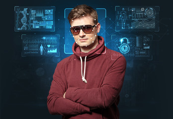 Biometric verification - young man face recognition