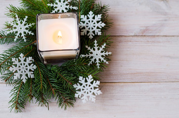 Christmas tree and candle wreath on Christmas and New Year
