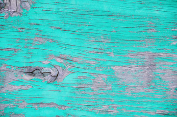Fragment of a wooden green old texture. Close-up.