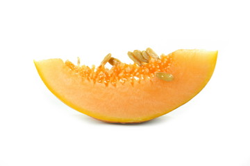 melon slice isolated on white background.