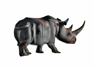 mahogany rhino figure isolated