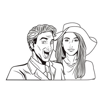 Pop art couple cartoon