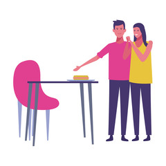 Fototapeta premium Couple having fun cartoons