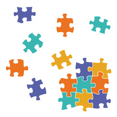 Fototapeta premium Solving the jigsaw puzzle game
