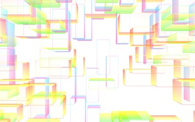 Colorful abstract digital and technology background. The pattern with repeating rectangles. 3D illustration