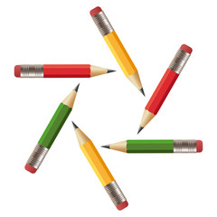 Colorful pencils in a circle