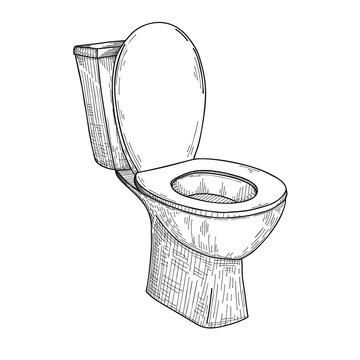 Sketch of toilet bowl isolated on white background.