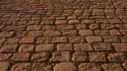 Street stone pavement texture. old cobblestone background