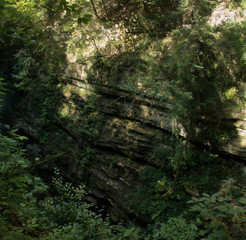 Section of the stream bed and walls in the Gorges de l'Areuses, Romandie