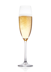 Elegant glass of yellow champagne with bubbles