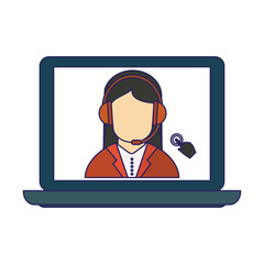 Call center avatar blue lines