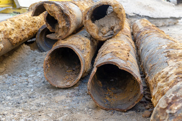 pipes clogged with sediment rust