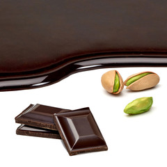 Chocolate with pistachios / Pistachios chocolate isolated on white background