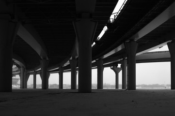 Bridge detail black and white. architecture lines. abstract background