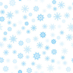 Light BLUE vector seamless pattern with christmas snowflakes.